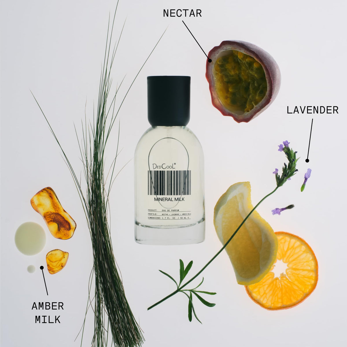 DedCool Mineral Milk fragrance on a sunlit surface