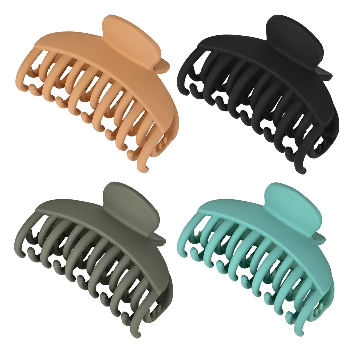 DEEKA 4 PCS Hair Claw Clips in green and yellow matte colours