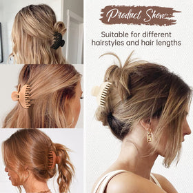 DEEKA Hair Claw Clip in use holding a half bun hairstyle