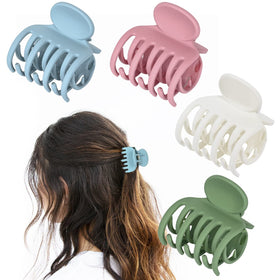DEEKA Hair Clips 4 Pack in matte green, pink, blue, and white