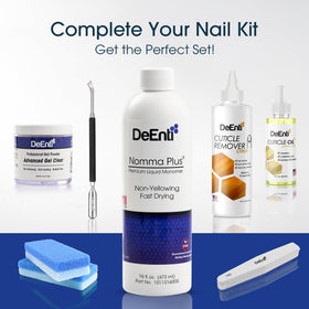 DeEnti Acrylic Monomer Liquid 16oz with nail tools