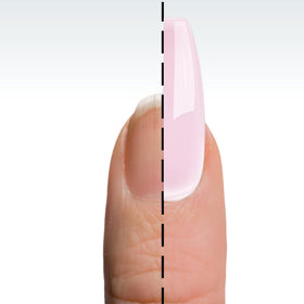 DeEnti Acrylic Nail Powder 4oz Medium Pink application on nails