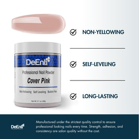 DeEnti Acrylic Nail Powder Cover Pink 2oz side view