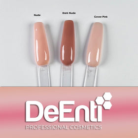 DeEnti Acrylic Nail Powder Dark Nude on nail art display
