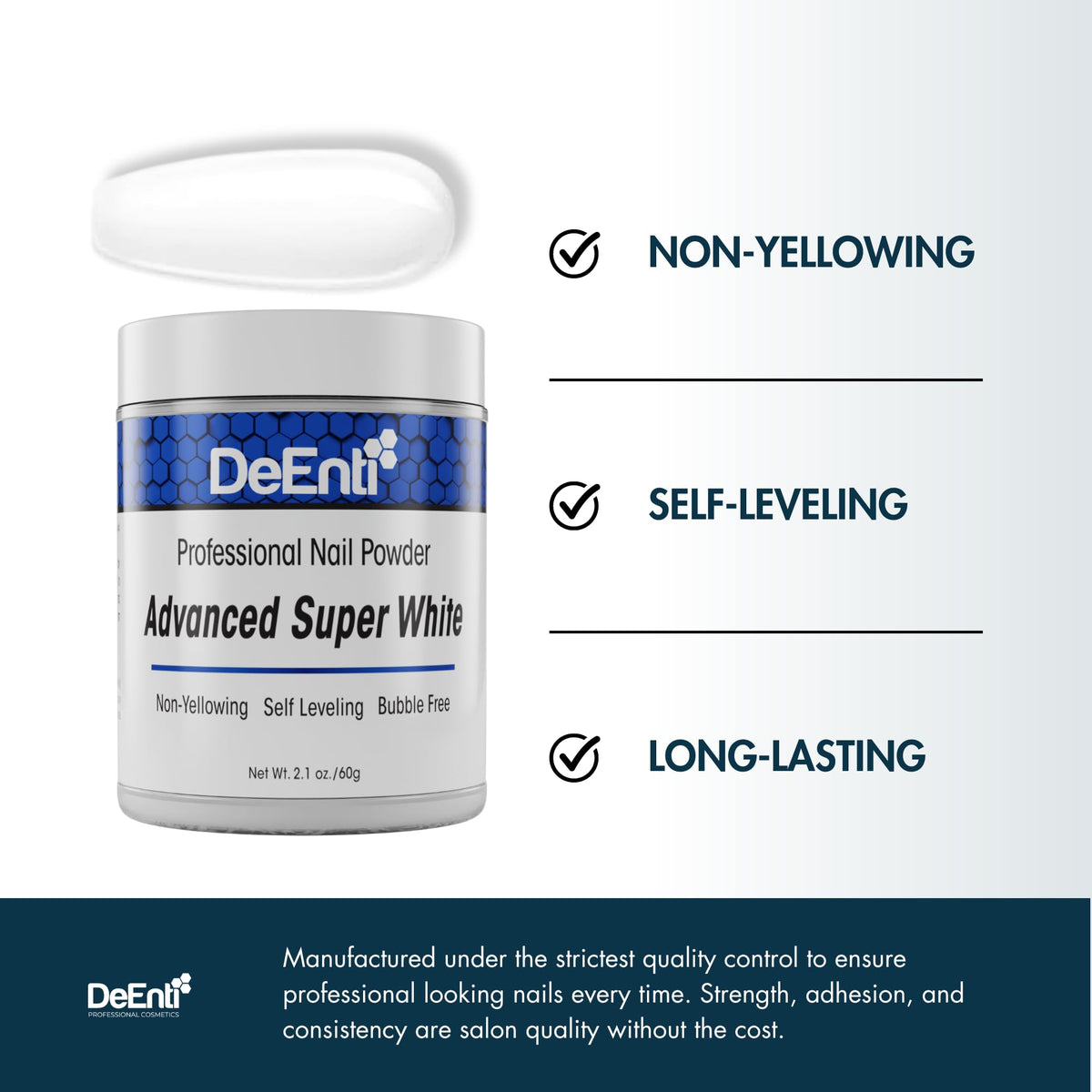 DeEnti Acrylic Nail Powder Super White 2oz close-up