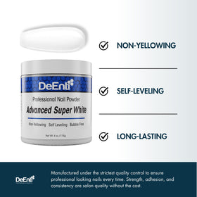 DeEnti Acrylic Nail Powder Super White 4oz texture close-up