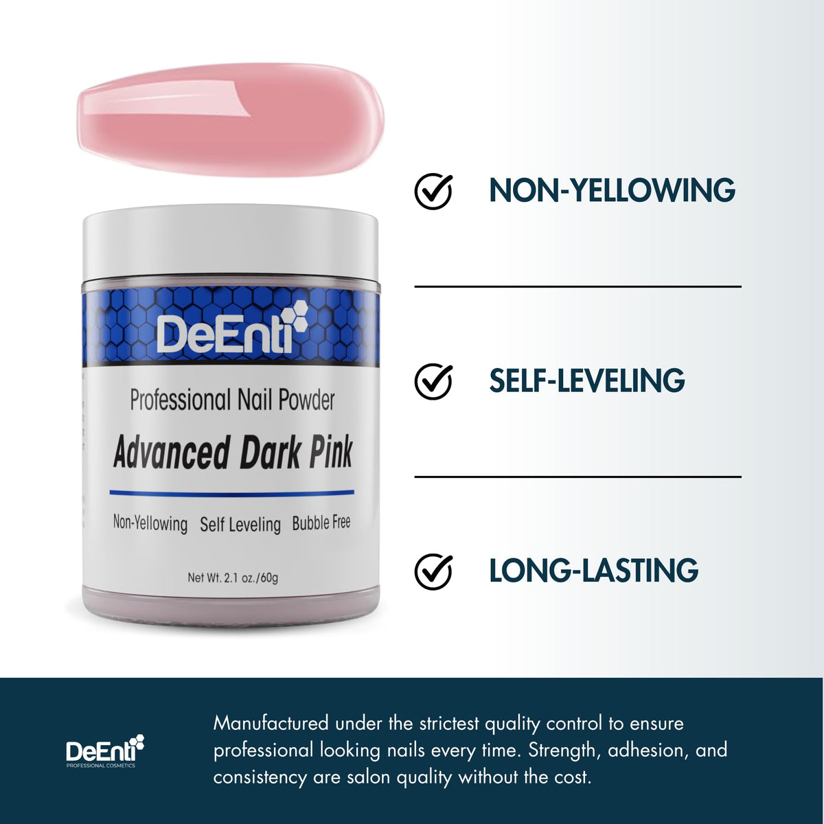DeEnti Dark Pink Acrylic Nail Powder 2oz with application tools