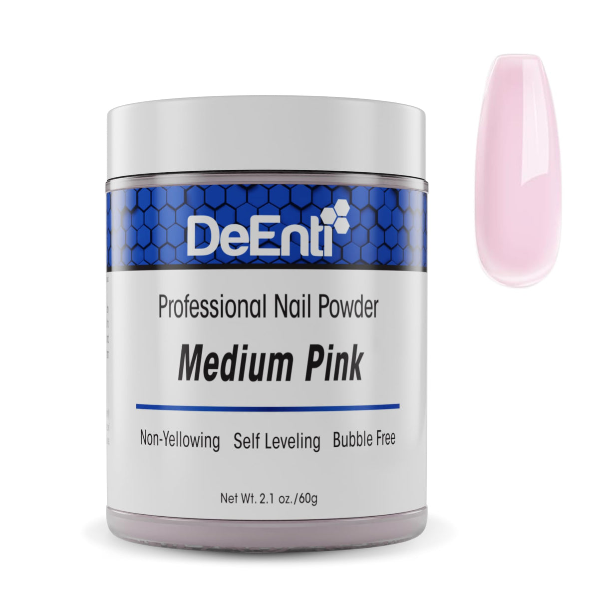 DeEnti Medium Pink Acrylic Nail Powder 2oz front view