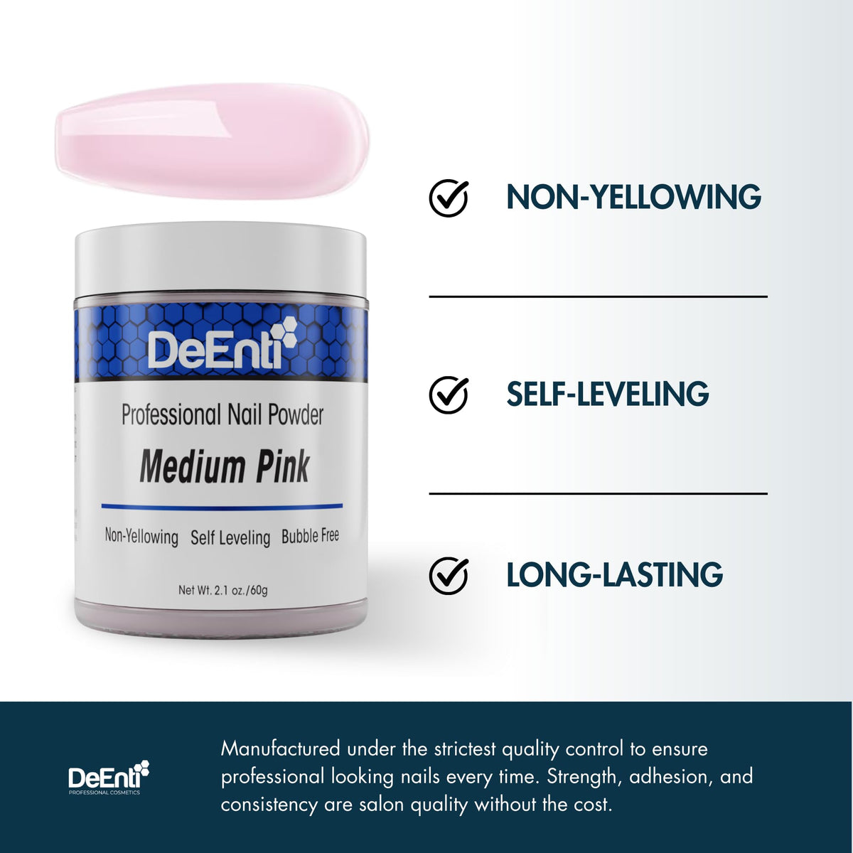DeEnti Medium Pink Acrylic Nail Powder in use on nails