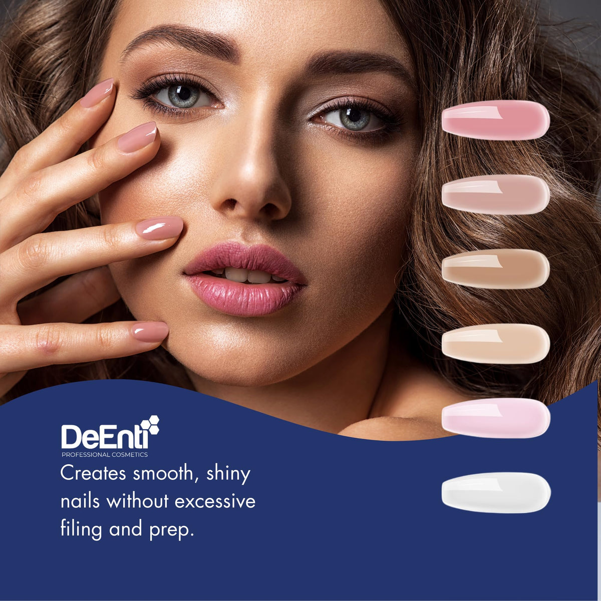 DeEnti Medium Pink Acrylic Nail Powder with nail tools