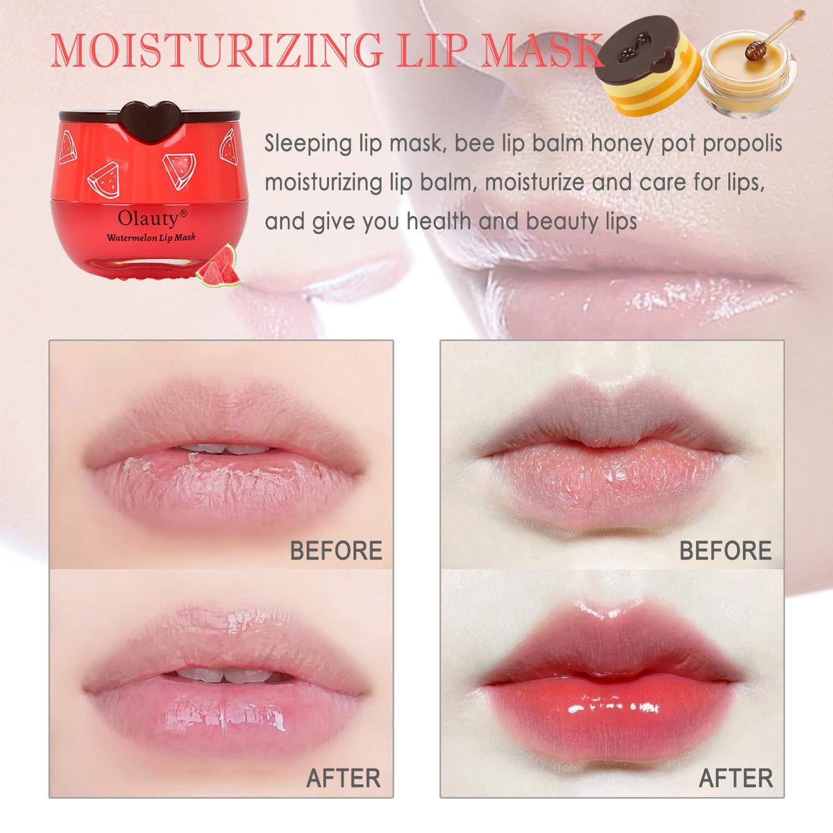 Deepmind Bee Lip Balm 8 PCS packaging showing eight honey pots