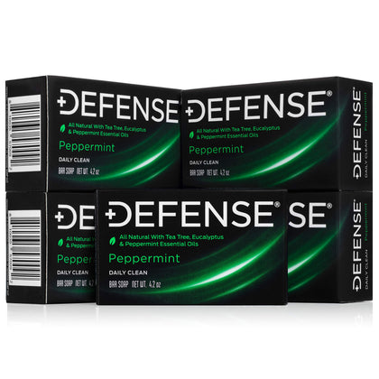 Defense Soap 5-pack peppermint bar soap front view