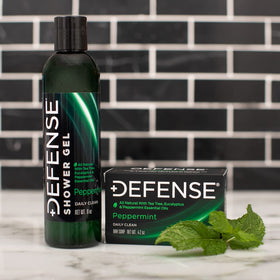 Defense Soap All Natural Peppermint Bar Soap held in hand