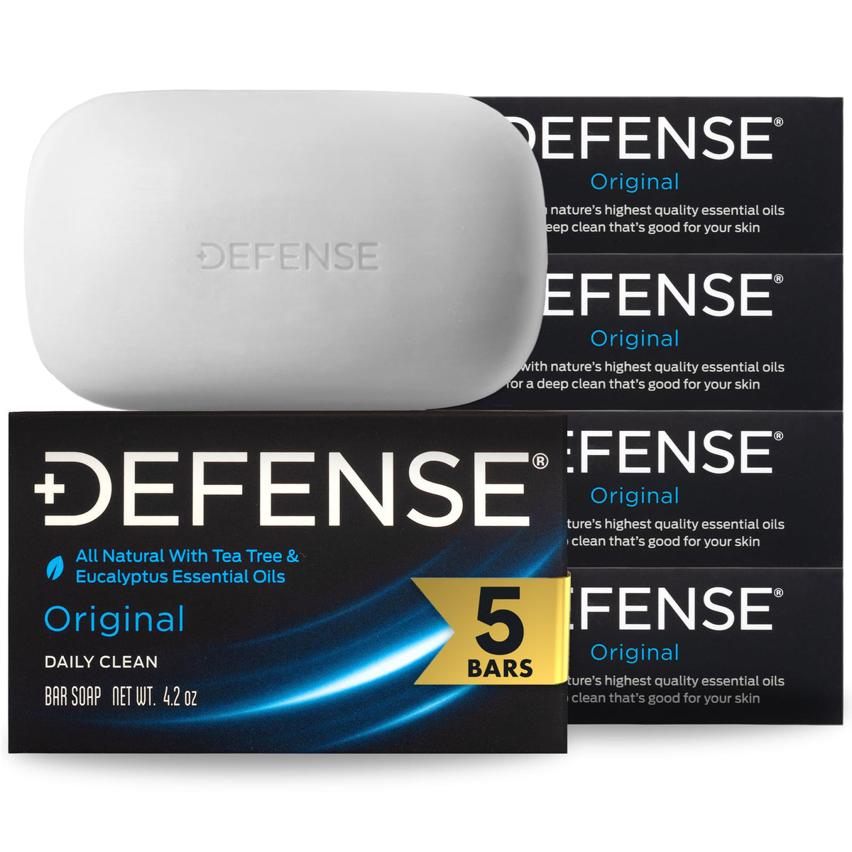 Defense Soap All Natural Tea Tree Bar Soap 5-pack front view