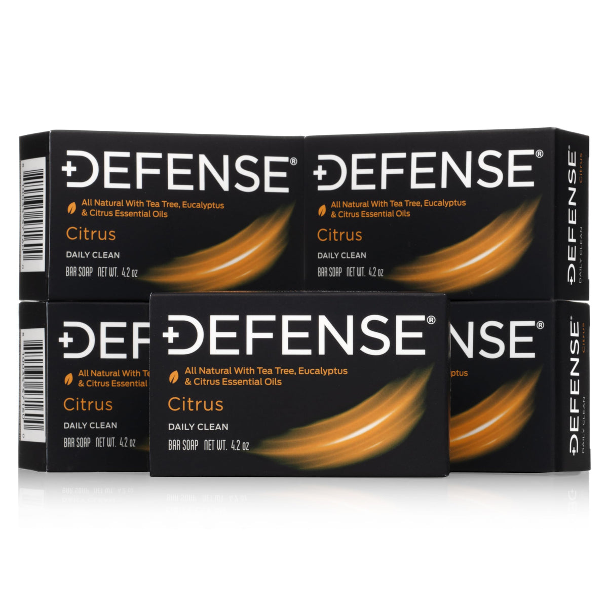 Defense Soap Citrus Bar 5PK with Tea Tree and Eucalyptus front view