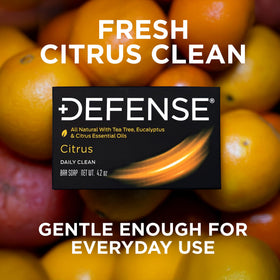 Defense Soap Citrus Bar lathering in hands