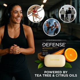 Defense Soap Citrus Bar packaging showing Tea Tree and Eucalyptus