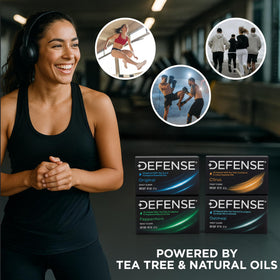 Defense Soap Peppermint Bar Soap with gym bag and towel