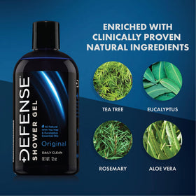 Defense Soap Tea Tree Body Wash in shower setting