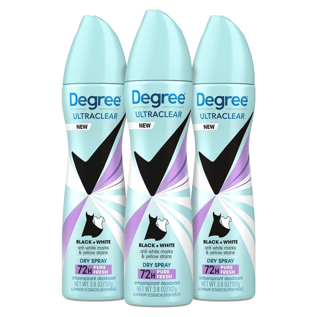 Degree Antiperspirant Deodorant Dry Spray Pure Fresh 3 Pack front view