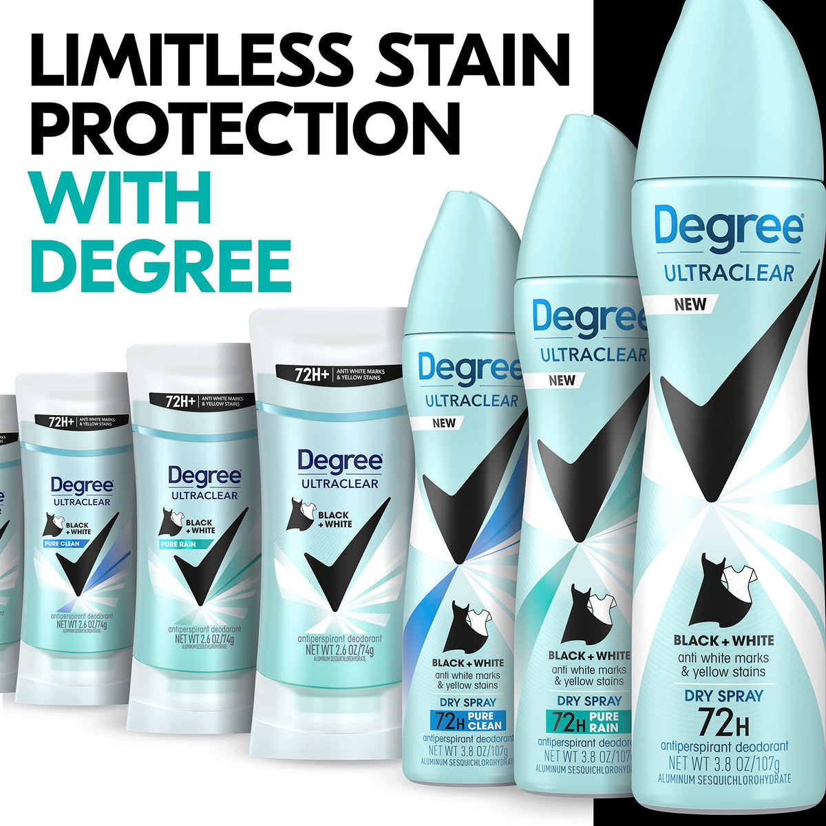 Degree Antiperspirant Deodorant Dry Spray Pure Fresh 3 Pack packaging details