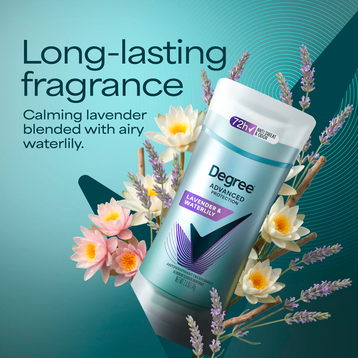 Degree Antiperspirant Deodorant Lavender & Waterlily application demonstration