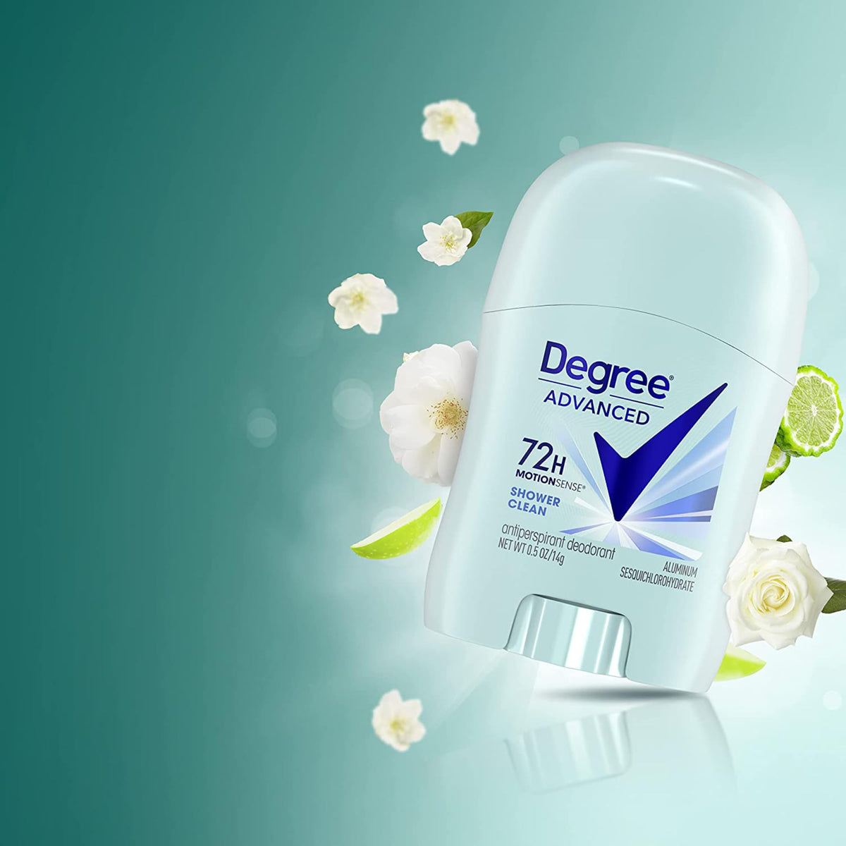 Degree deodorant stick on a bathroom counter