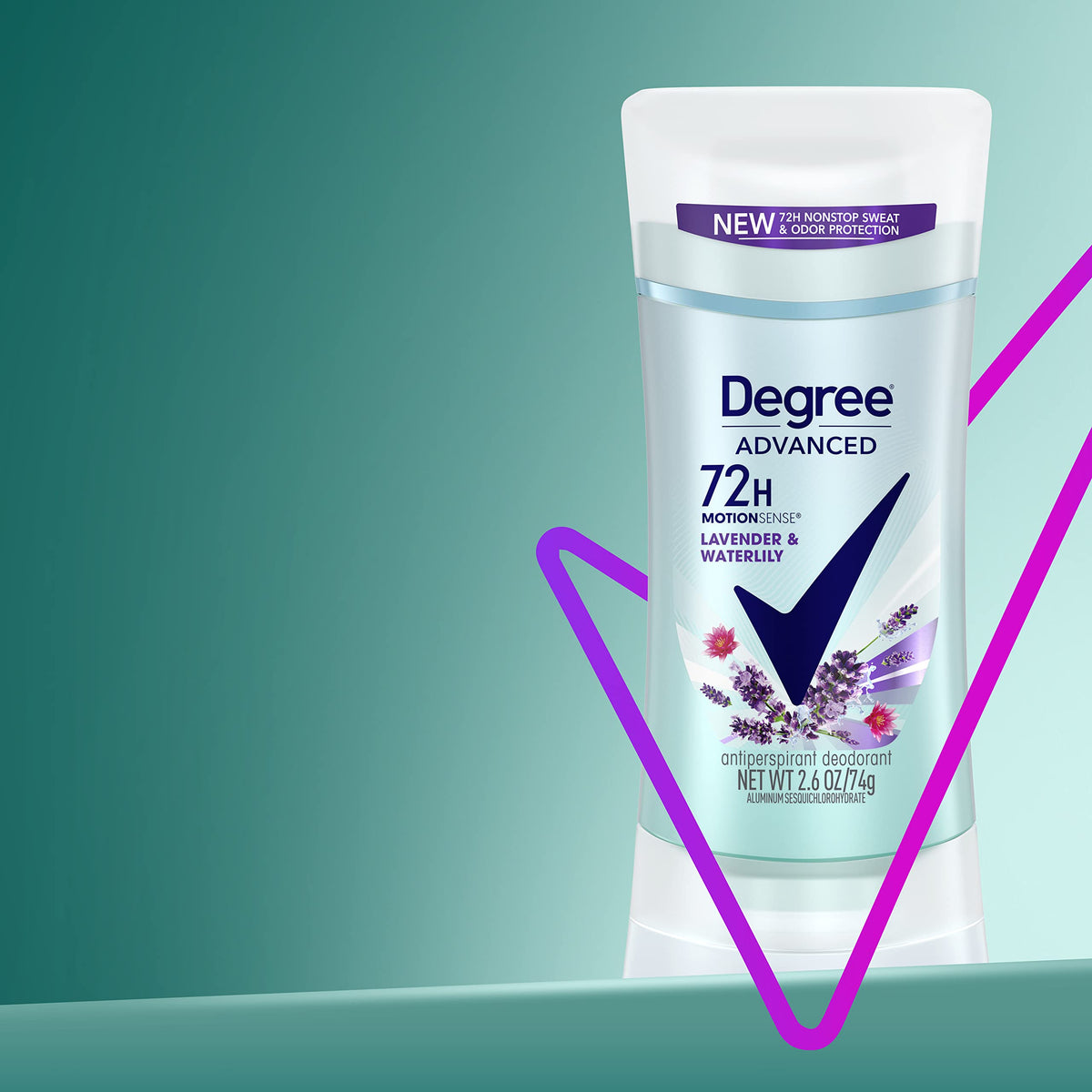 Degree Lavender and Waterlily Antiperspirant Deodorant cap open