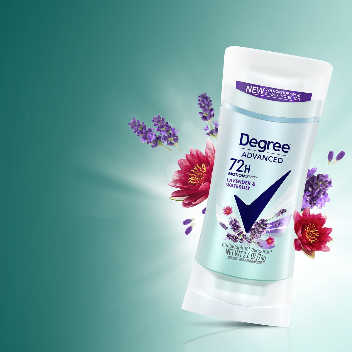 Degree Lavender and Waterlily Antiperspirant Deodorant side view