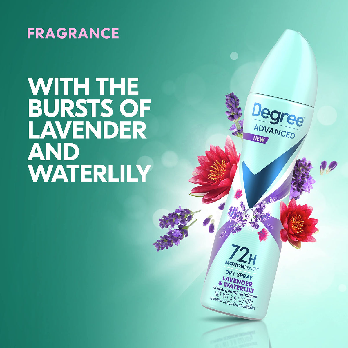 Degree Lavender Antiperspirant Deodorant Dry Spray side view