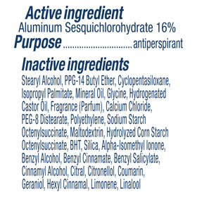 Degree Lavender & Waterlily Antiperspirant Deodorant showing ingredient list