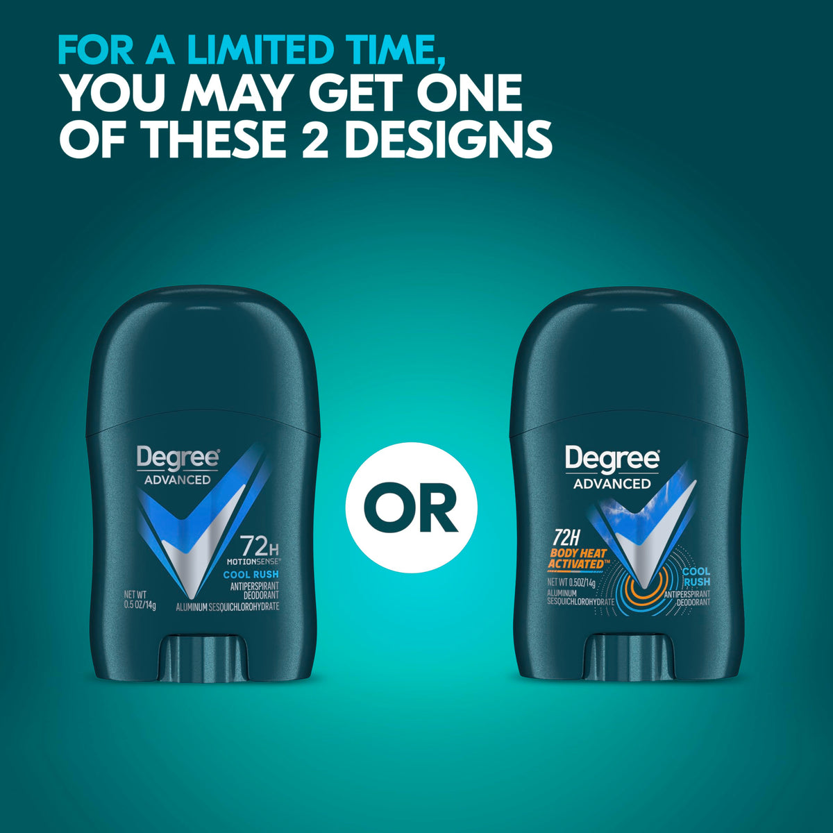 Degree Men Antiperspirant Deodorant Cool Rush in a gym bag