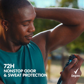 Degree Men Antiperspirant Deodorant Dry Spray in lifestyle setting