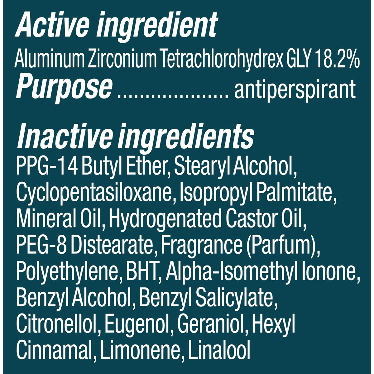 Degree Men Antiperspirant Deodorant ingredients list