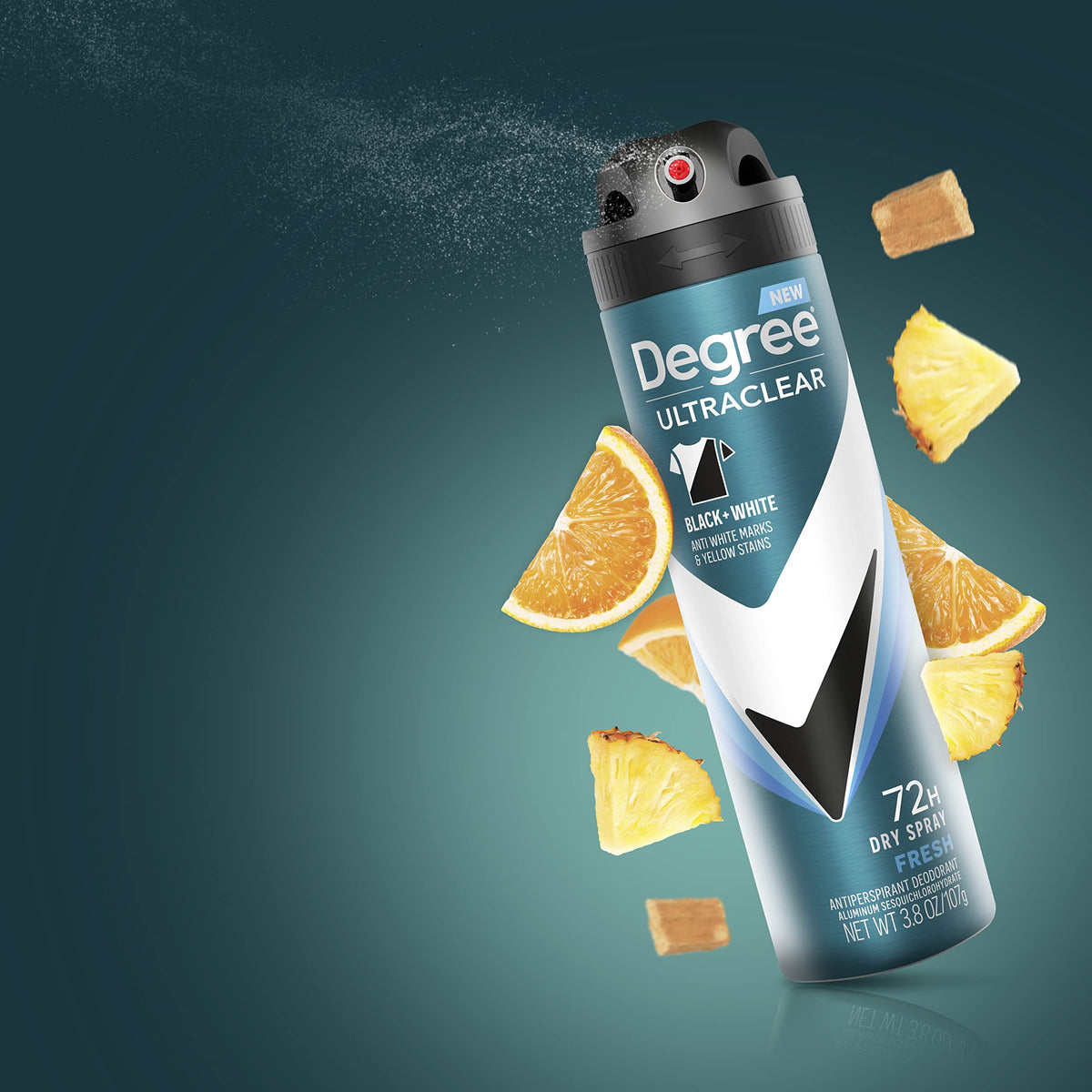 Degree Men Antiperspirant Spray Black + White can close-up