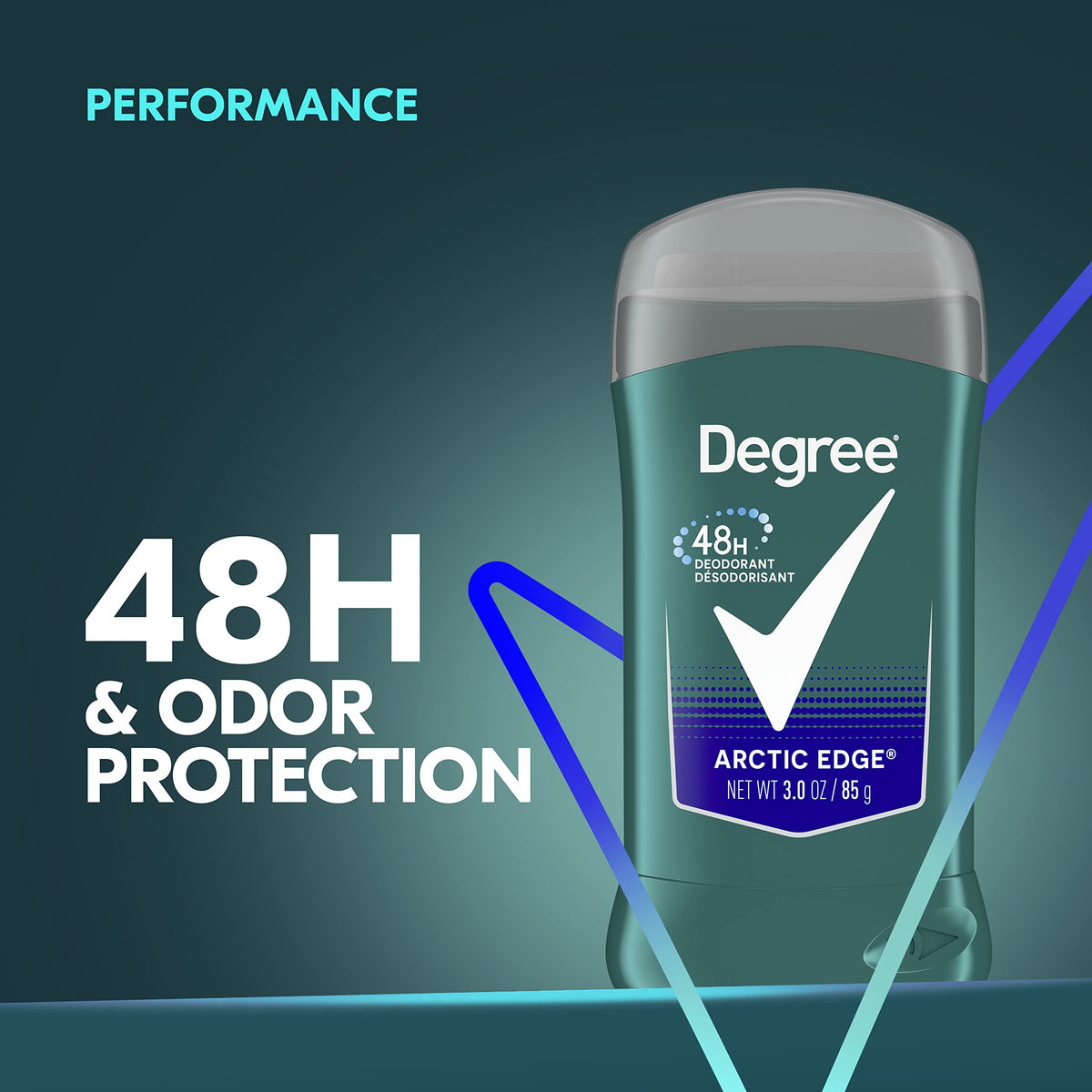 Degree Men Arctic Edge Deodorant back view with ingredients
