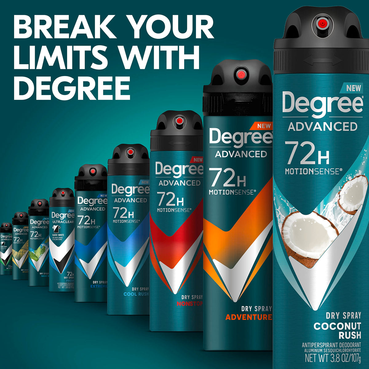 Degree Men Coconut Rush Antiperspirant Deodorant Dry Spray back view