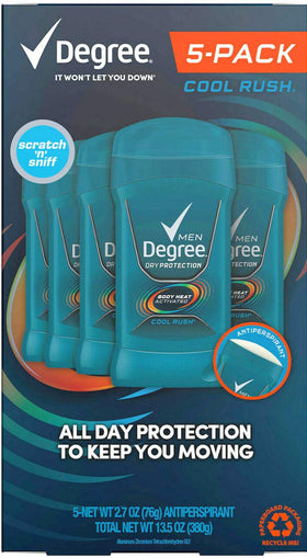 Degree Men Cool Rush Antiperspirant Deodorant pack of 5 display