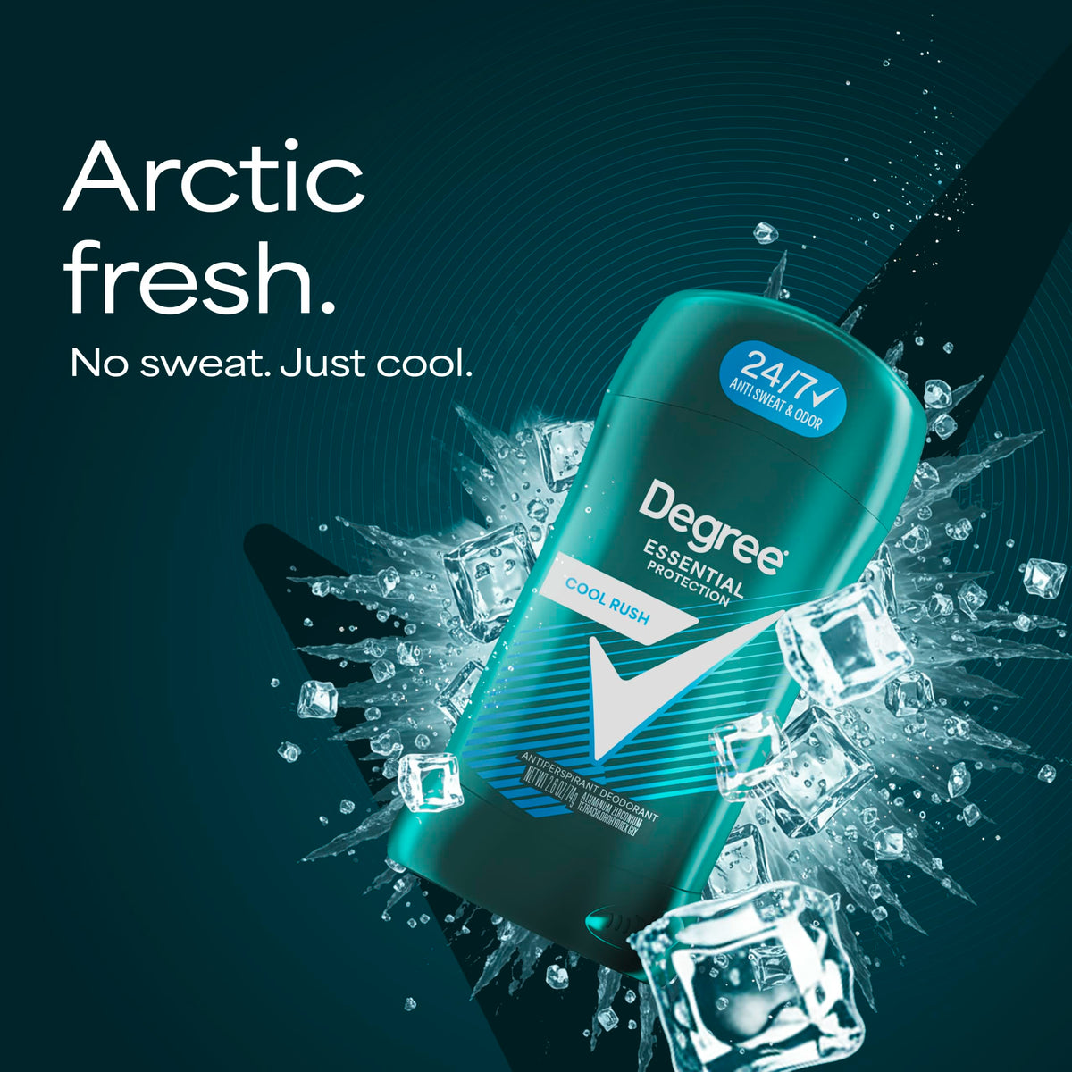 Degree Men Cool Rush Antiperspirant packaging with ingredients