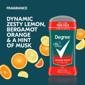 Degree Men Intense Sport Deodorant back view showing ingredients