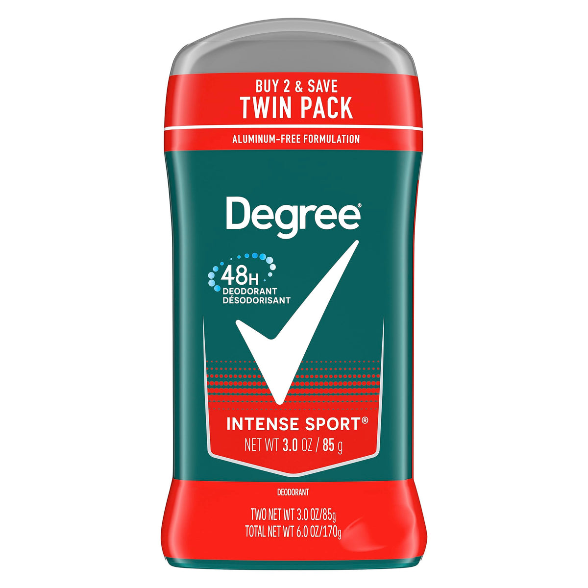 Degree Men Intense Sport Deodorant front view with dynamic packaging