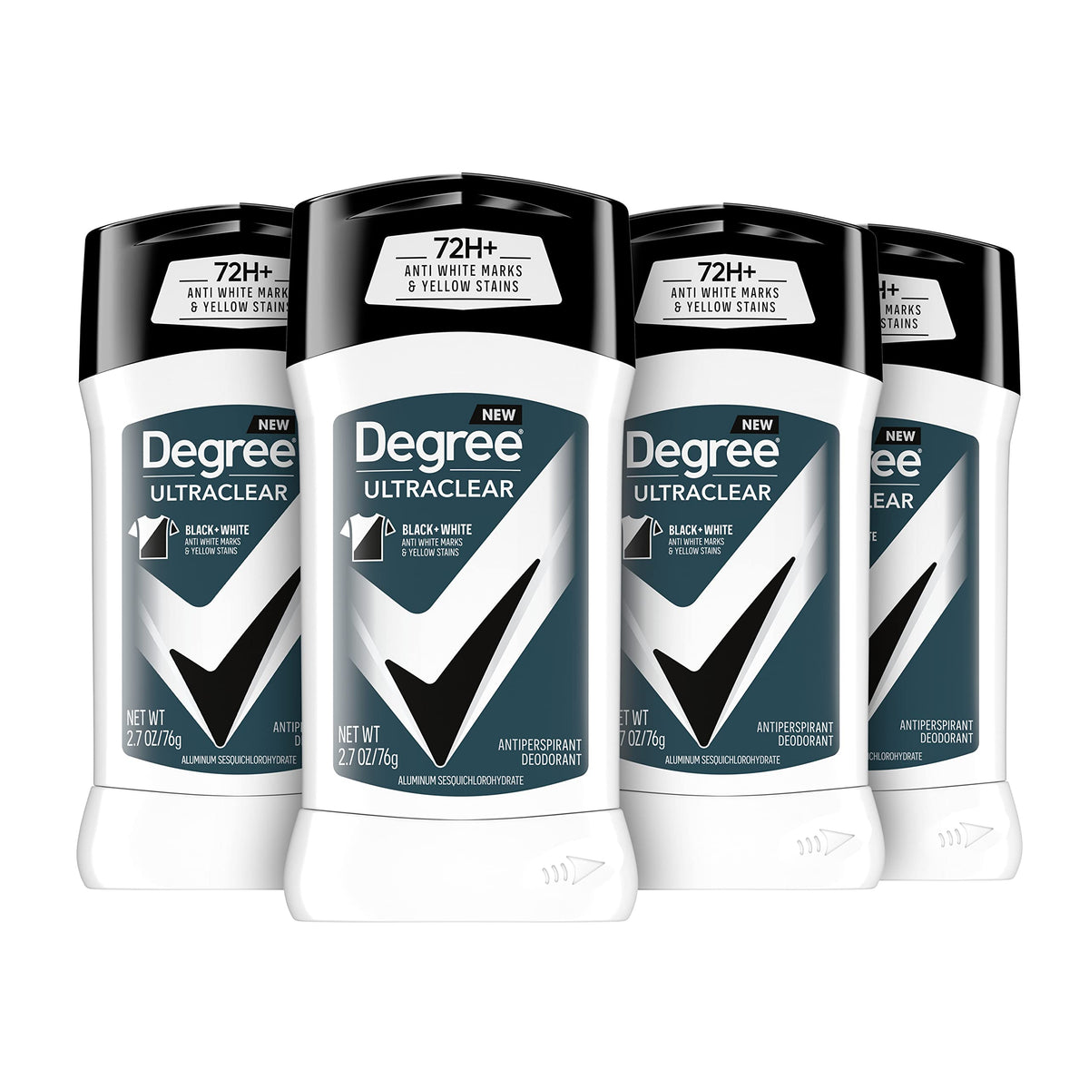 Degree Men UltraClear Antiperspirant Deodorant Black + White 4 count packaging