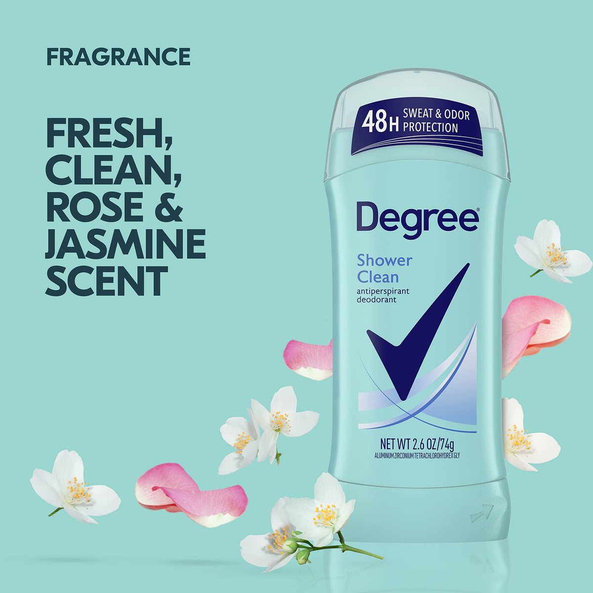 Degree Shower Clean Antiperspirant Deodorant floral scent packaging