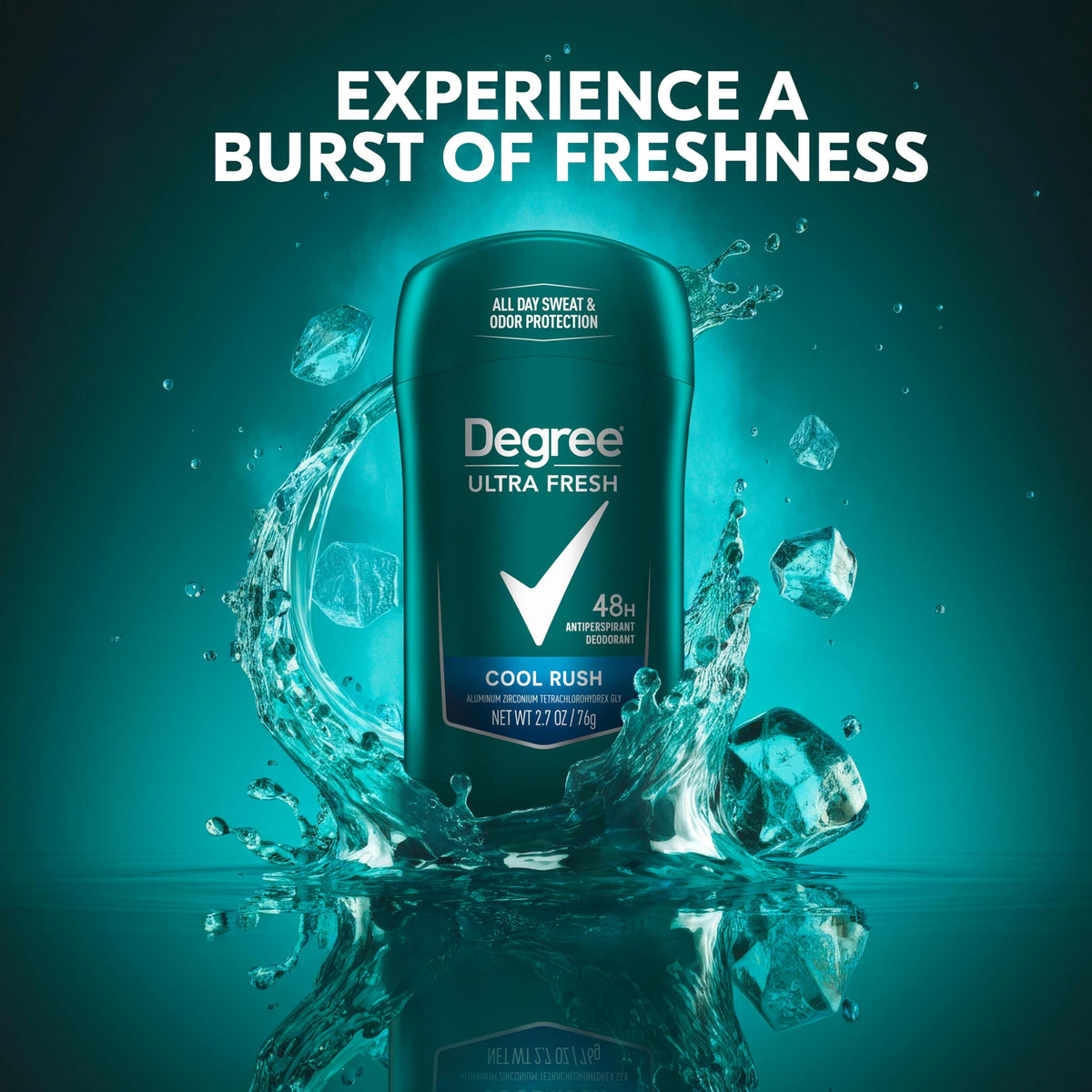 Degree Ultra Fresh Cool Rush Antiperspirant close-up of stick