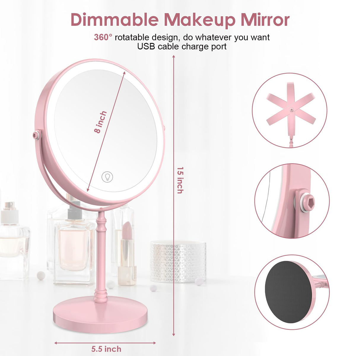 DEIOVWXS Makeup Mirror compact design on countertop