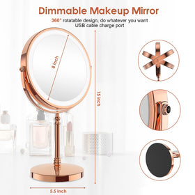 DEIOVWXS Makeup Mirror elegantly displayed in a vanity setup