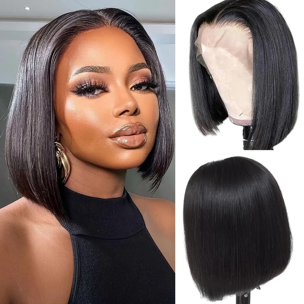 Dekume Short Bob Wig 8 Inch front view with natural hairline