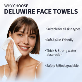 Deluwire face towels showing eco-friendly material