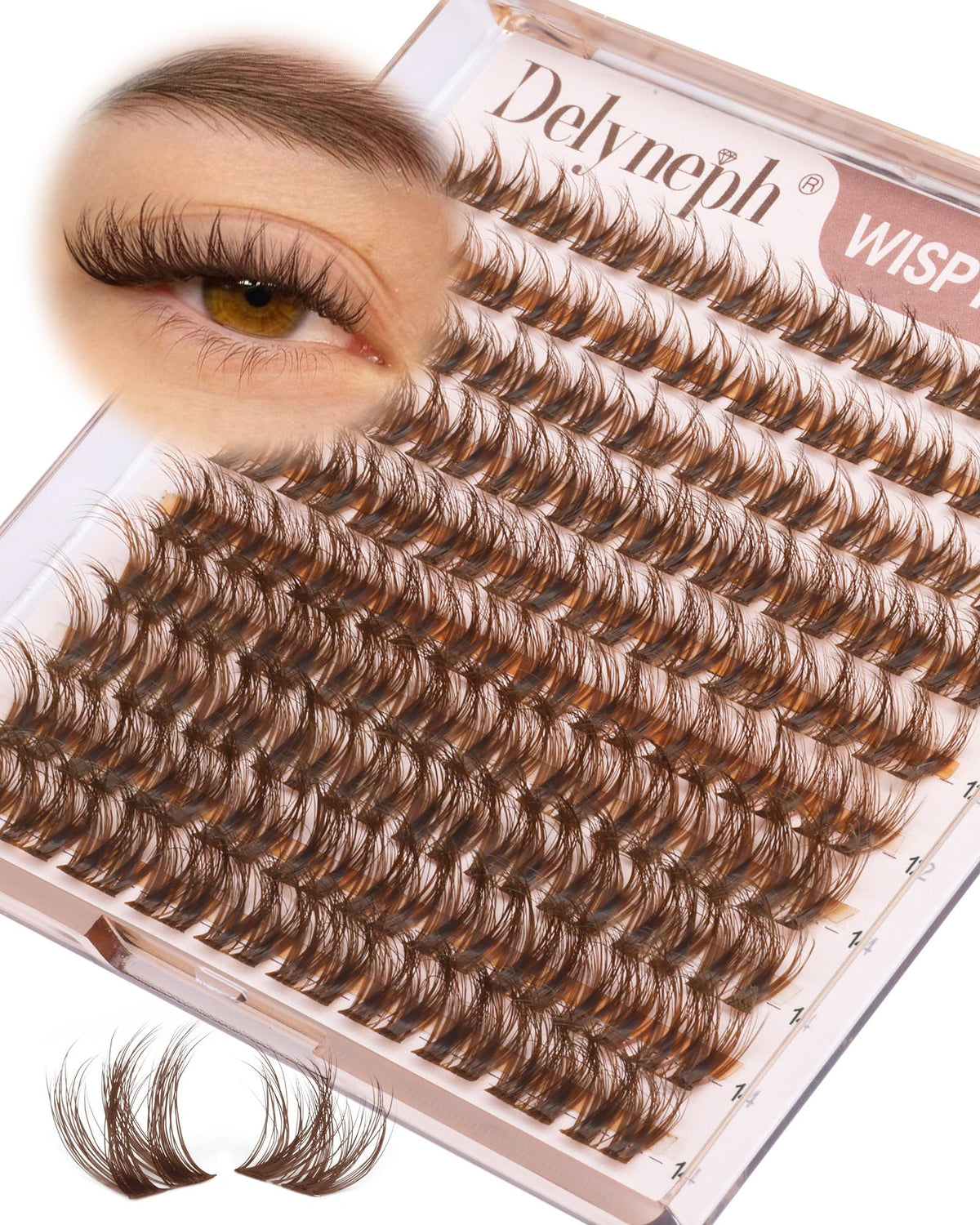 Delyneph Brown Lash Clusters front view packaging