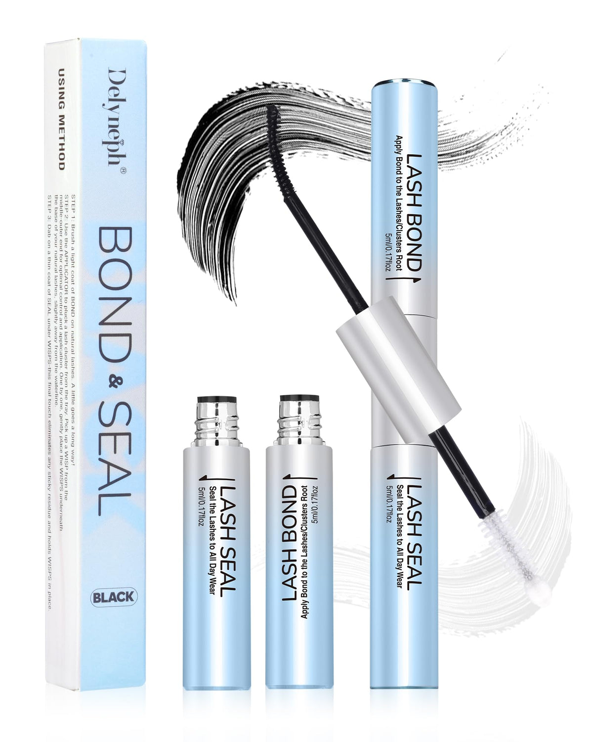 Delyneph Eyelash Glue 2-in-1 Waterproof Bond and Seal front view